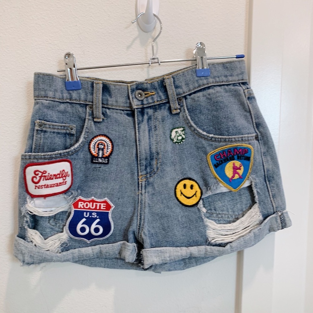 LF Carmar patch jean shorts